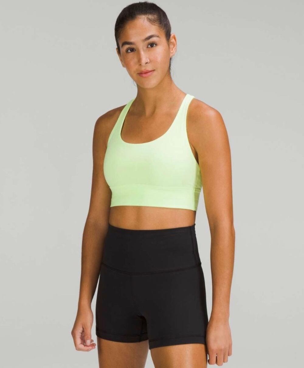 Lululemon Energy Longline Bra Size 10 Faded Zap Green Luxtreme Strappy EUC